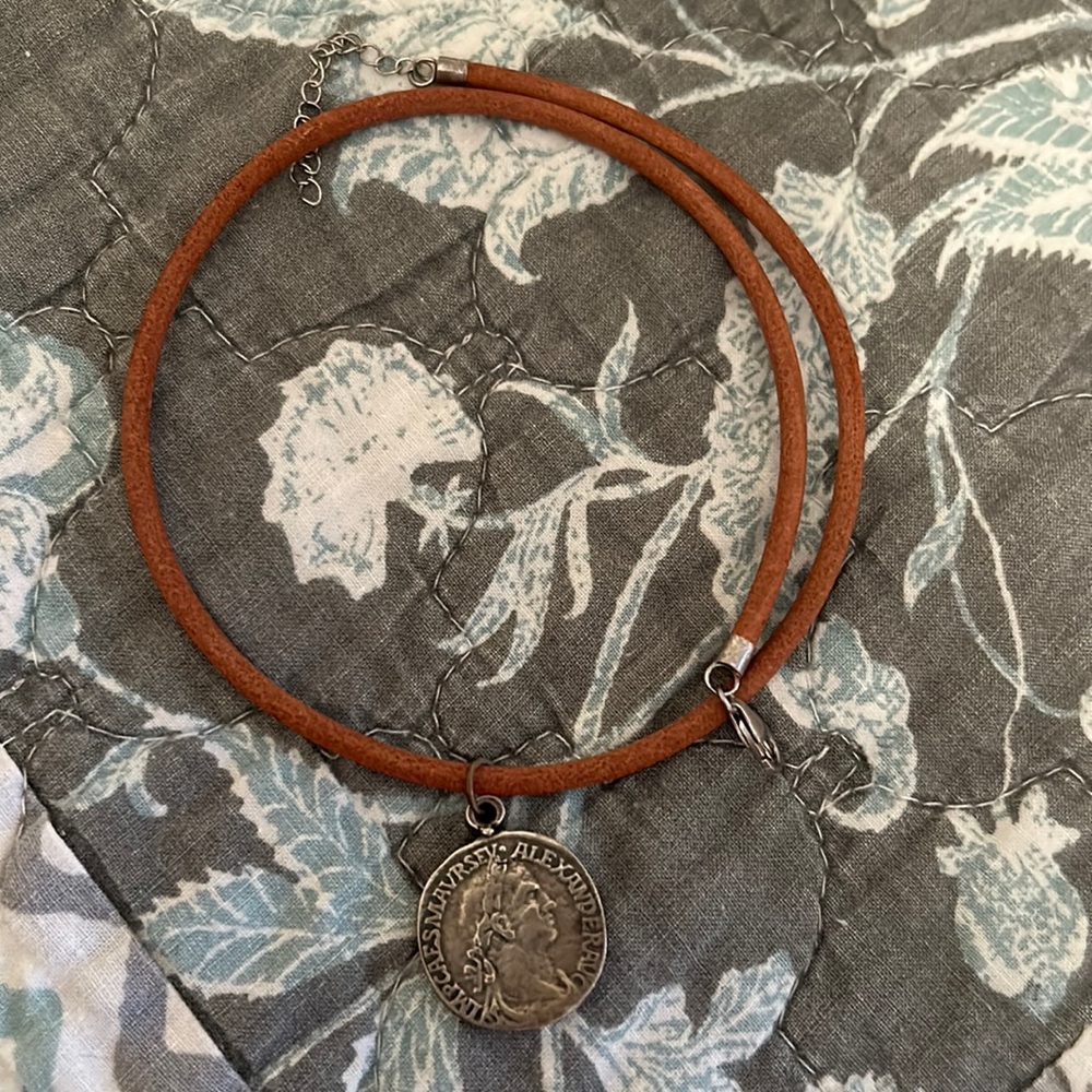 Leather and silver necklace